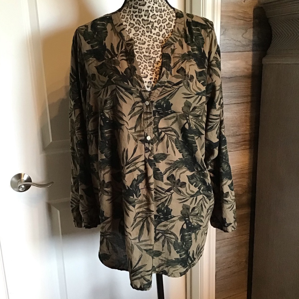 Botanical Print Popover Shirt